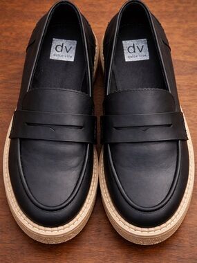 DV Dolce Vita Thurman Platform Penny Loafers Black Lug Sole 8.5 NWOB